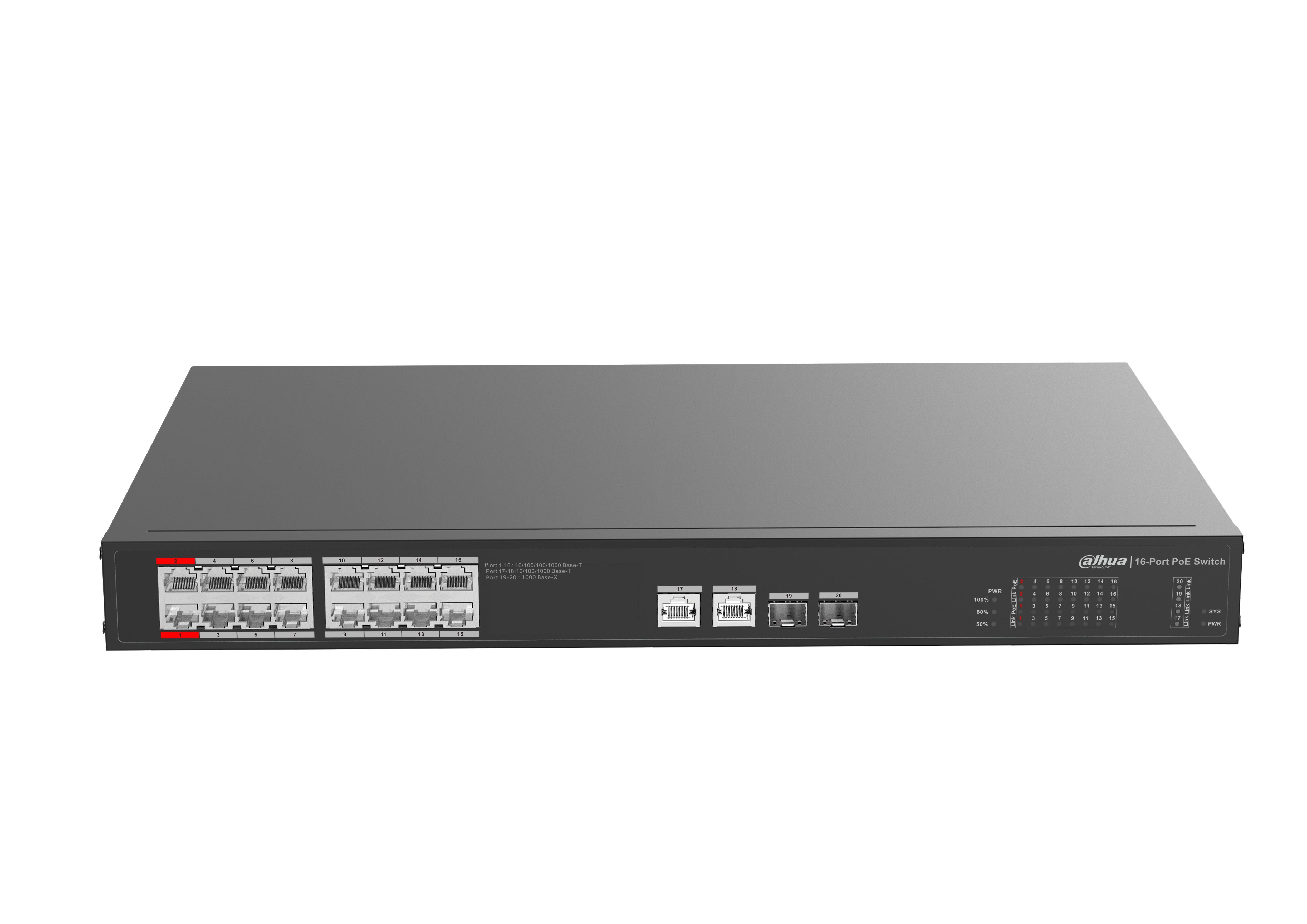 DAHUA DH-PFS3220-16GT-190 20-Port Unmanaged Gigabit Switch with 16-Port PoE DAHUA DH-PFS3220-16GT-190 20-Port Unmanaged Gigabit Switch with 16-Port PoE